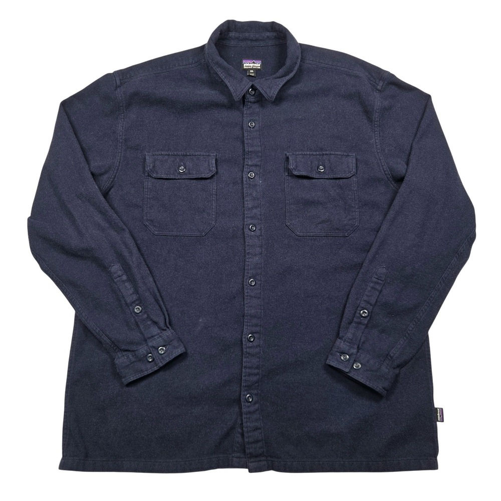 Patagonia Fjord Flannel Shirt Mens XXL Navy Blue Organic Cotton 53947 FA19 Heavy